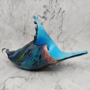 Hand Blown Art Glass, Blue Seashell